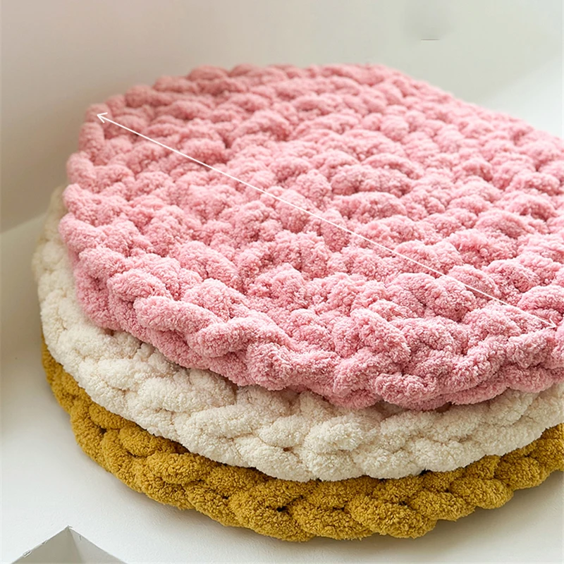 Chenille Seat Cushion Handmade Woven Round Cushion Soft Floor Thick Plush Futon Tatami Cushion for Homestay Terrace Home Decor