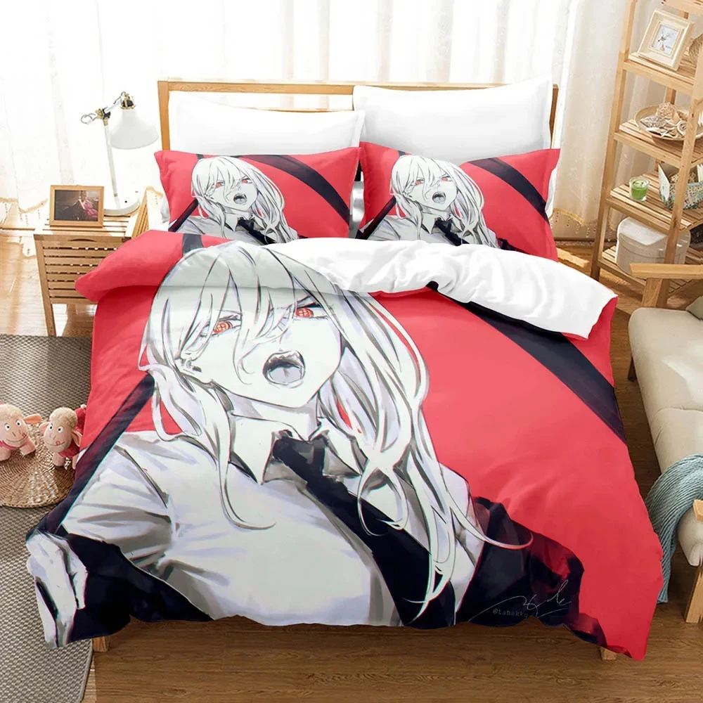 3D Print Anime Chainsaw Man Makima Bedding Set,Duvet Cover Bed Set Quilt Cover Pillowcase,King Queen Twin Size Boys Girls Adults