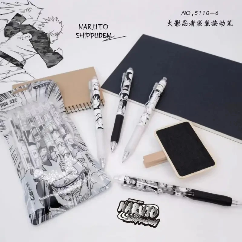 Naruto 6Pcs/set Gel Pen Anime Uchiha Itachi 0.5 Lack Ink Signature Pen School Writing Supplies Stationery Children Festivalgift