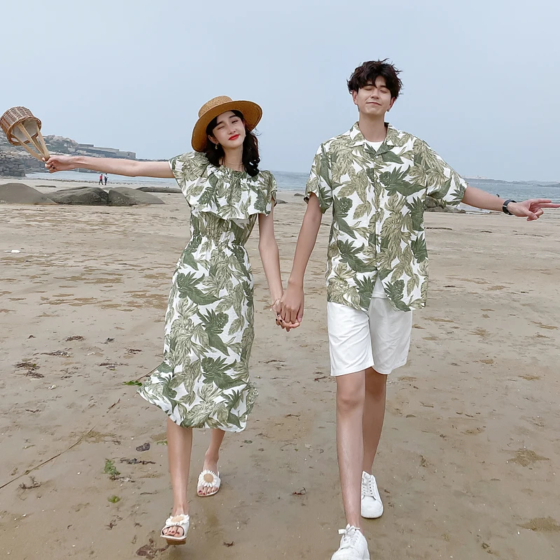 Bali Tourism Vacation Plus size Seaside Set off-Shoulder Flounced Skirt Thailand Hainan Sanya Honeymoon Couple