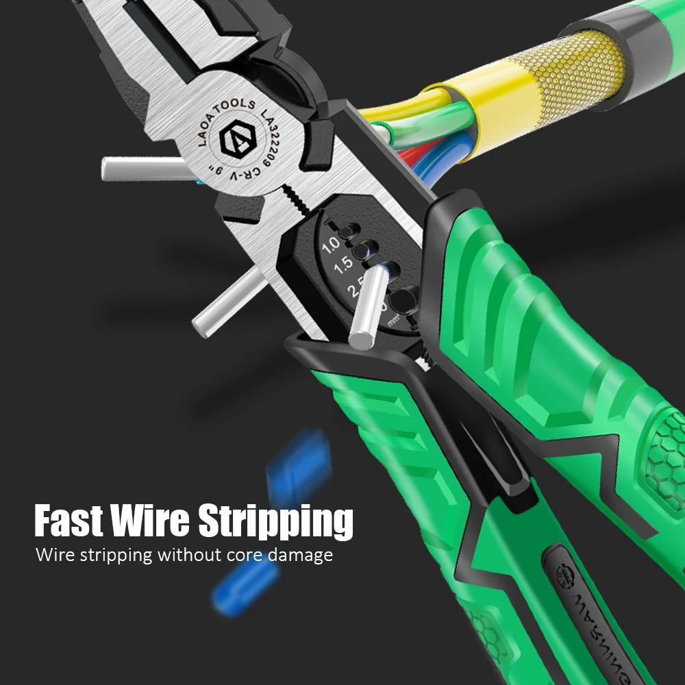 Imagem -06 - Laoa-alicates Combinados Multifuncionais Cr-v Alicates de Agulha Excêntricos Garras de Economia de Força Corte do Fio Descascamento 9