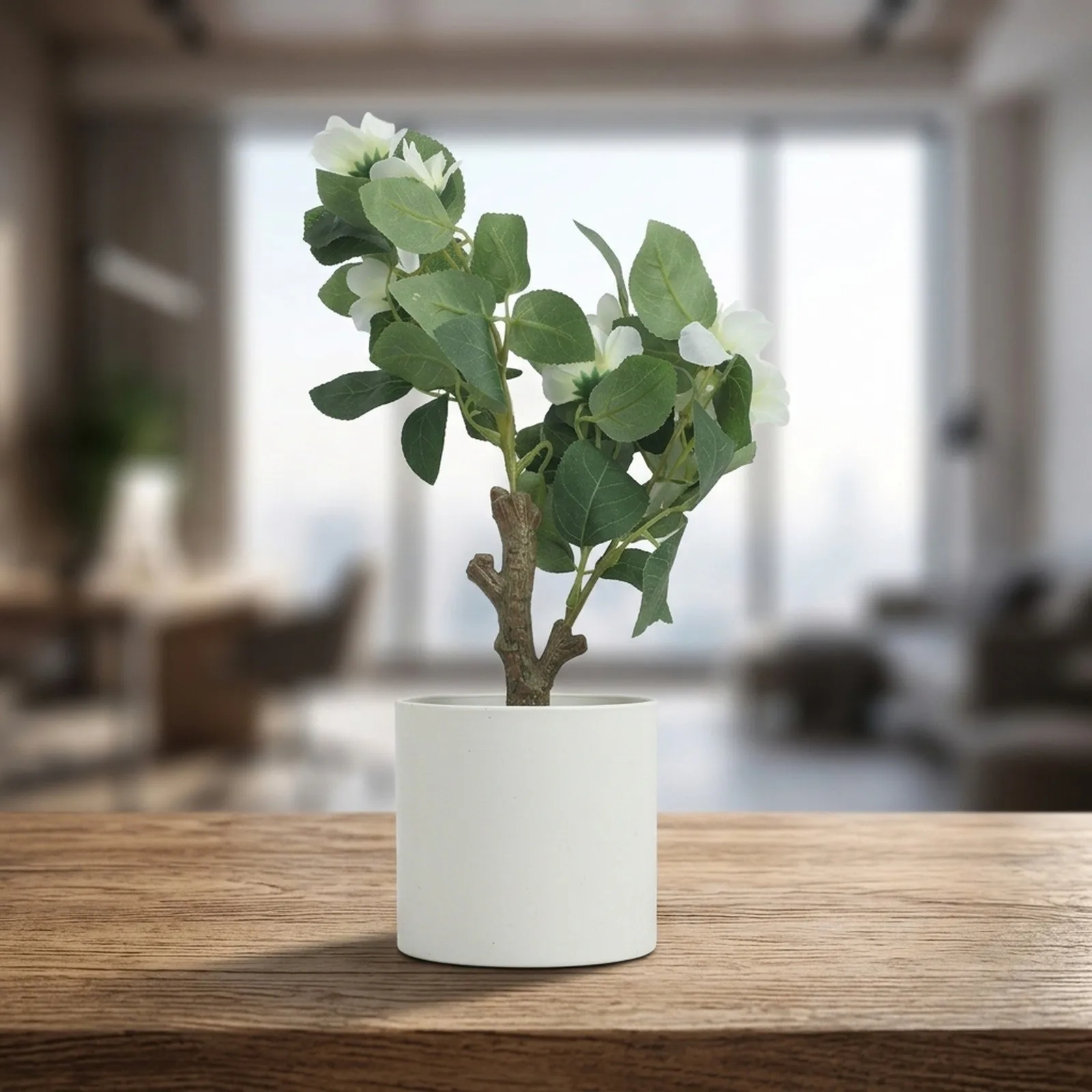 Artificial 42cm potted camellia plant maintenance plastic leaves and flowers for indoor For home and office decoration