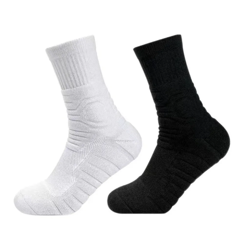 6 paires de chaussettes d'équipage de basket-ball blanches et noires, fond respirant de serviette, chaussettes athlétiques épaisses et antidérapantes, chaussettes de Compression pour randonnée