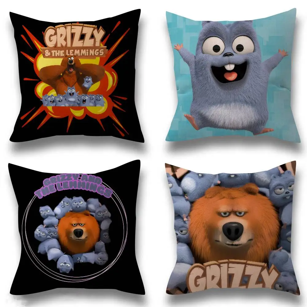 Cartoon Grizzy and the Lemmings  Personalized Pillow Dust Cover Bedroom Kids Party Decoration Pillowcase Birthday Children Gift