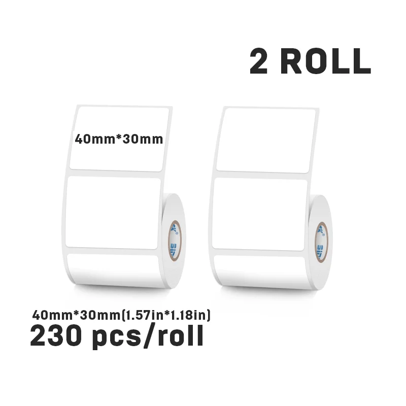 SINMARK 2 ม้วนป้ายความร้อนสติกเกอร์สีขาว 40 มม.กว้างกันน้ําป้ายกระดาษ DIY หมวดหมู่ชุดสําหรับ Phomemo แบบพกพาเครื่องพิมพ์