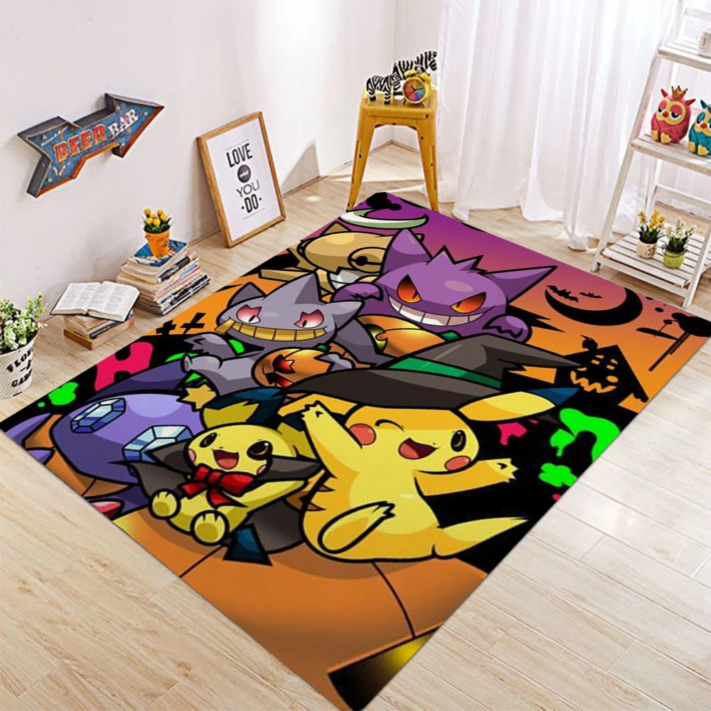 

MINISO Pokemon Pikachu Print Carpet Cartoon Bedroom Rug Ins Children's Room Bedside Mat Anime Home Living Romm Simple Floor Mat