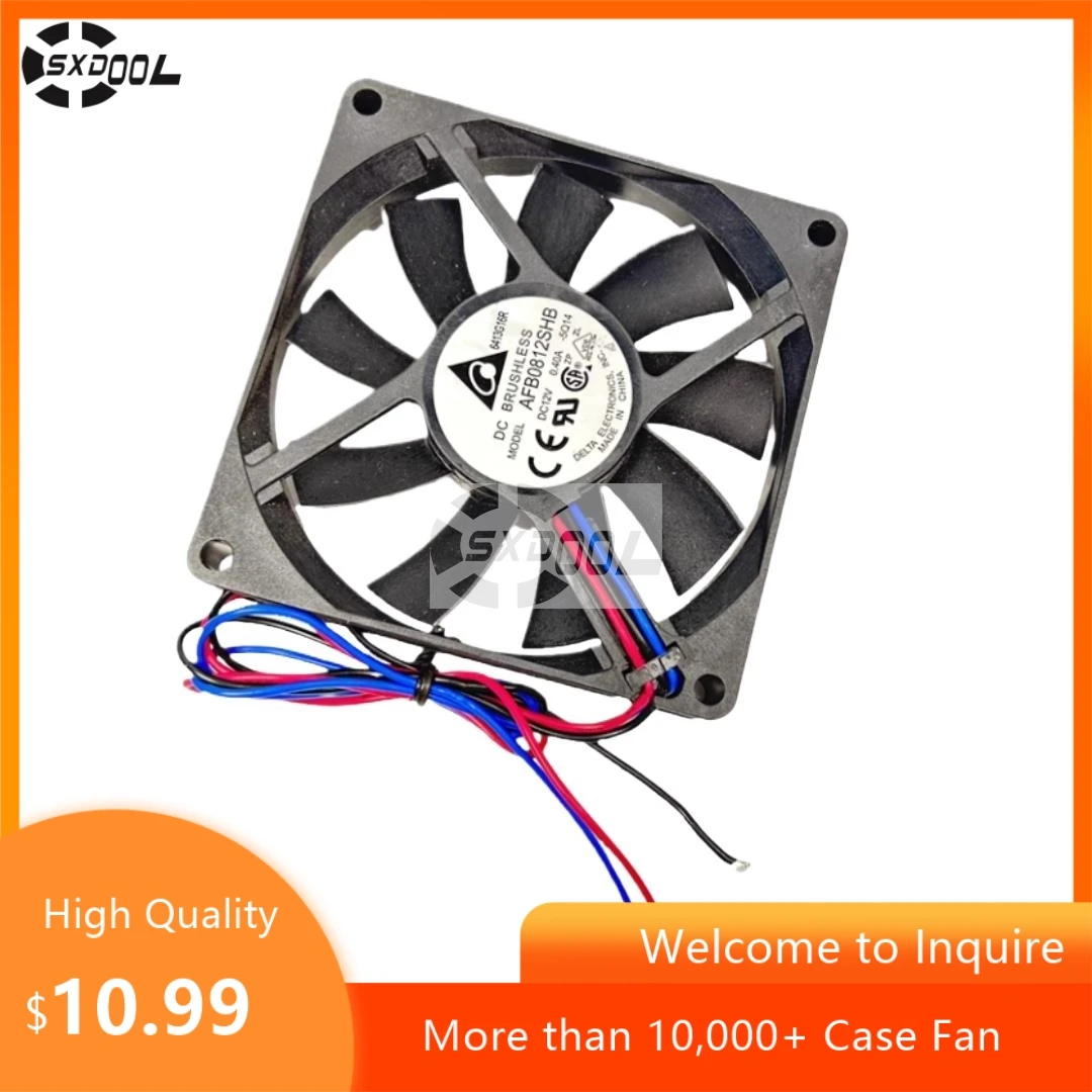 New Delta AFB0812SHB 8015 High Airflow CPU Cooling Fan, 80x80x15mm, 12V 0.40A, Dual Ball Bearing, 3-Wire, 4200 RPM, 42.73 CFM