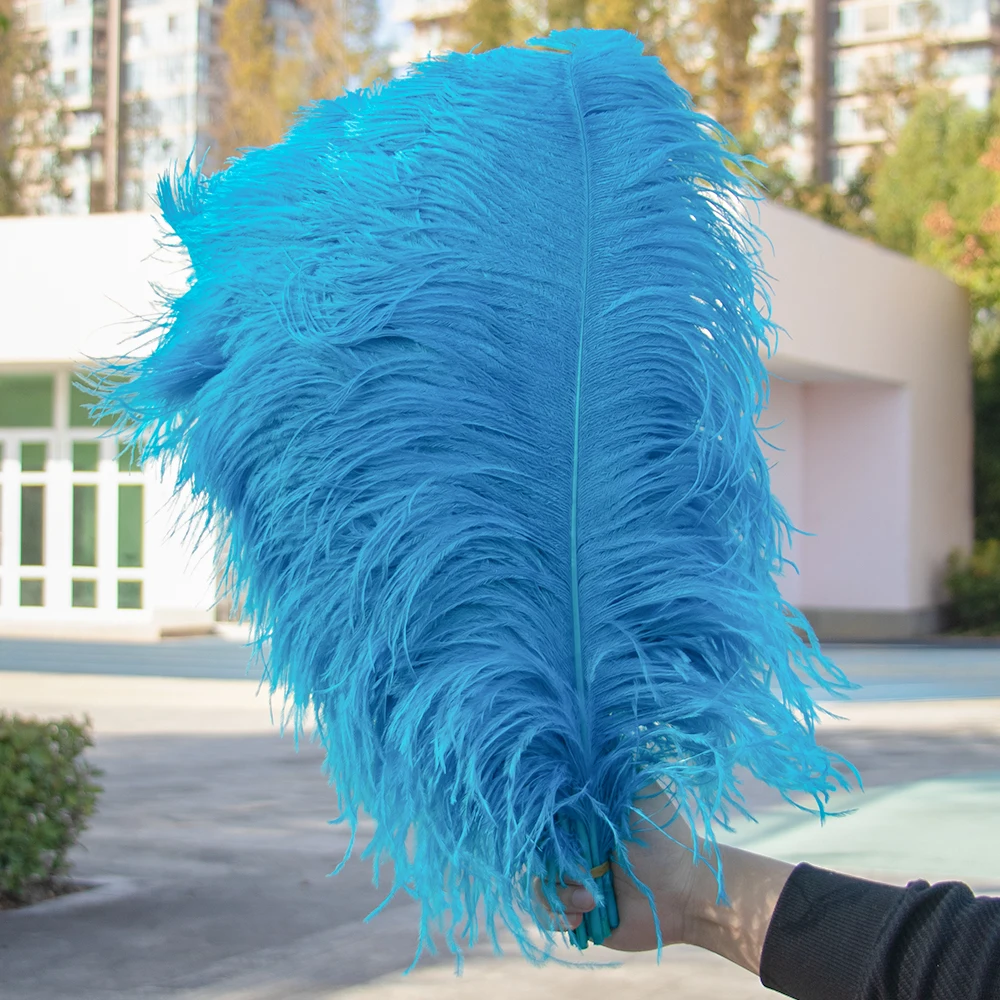 10Pcs Blue Ostrich Feather 15-55cm Natural Plumes for Wedding Party Carnival Decoration Craft Plumes Table Centpiece Accessories