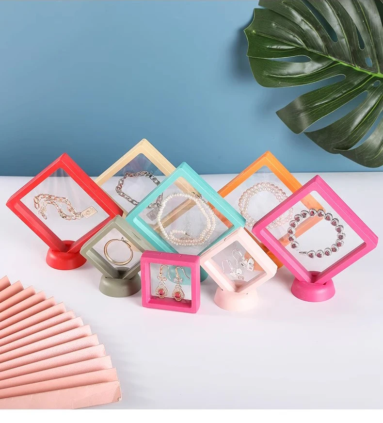 Bulk 3D Floating Frame Display Holder Stand Ornament Organizer Case Lot of 10 Travel Portable Suspended Gift Jewelry Storage Box