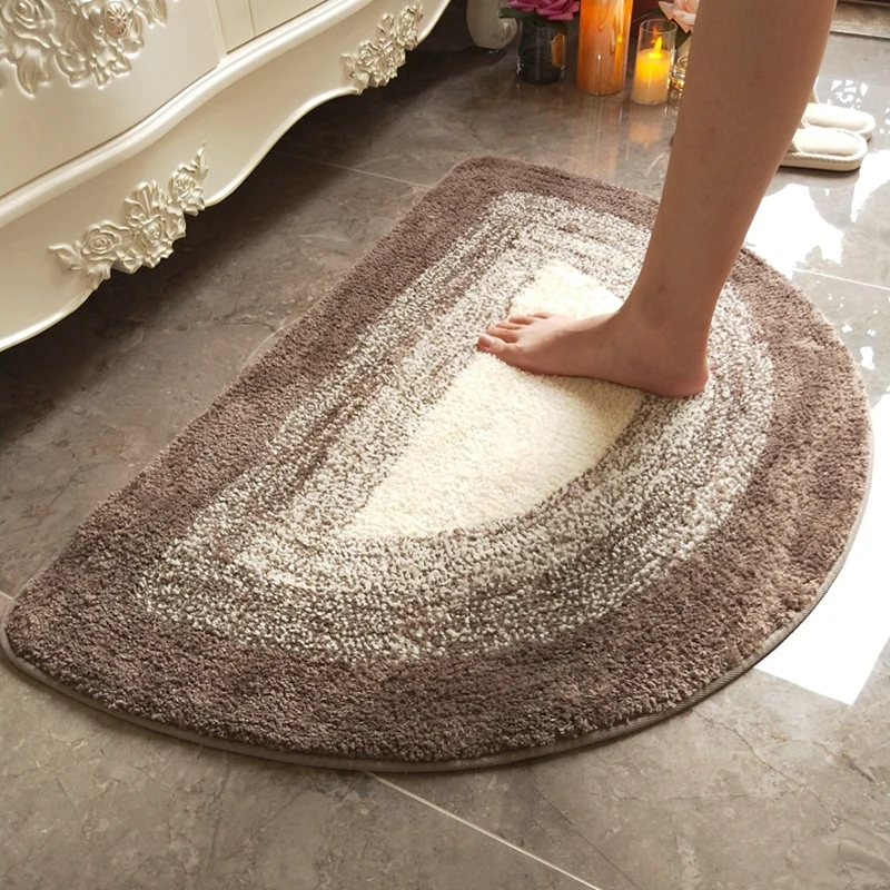 

Coffee Colored Semi-circular Floor Mat Modern and Fashionable Bathroom Absorbent Foot Mat Entrance Door Mat