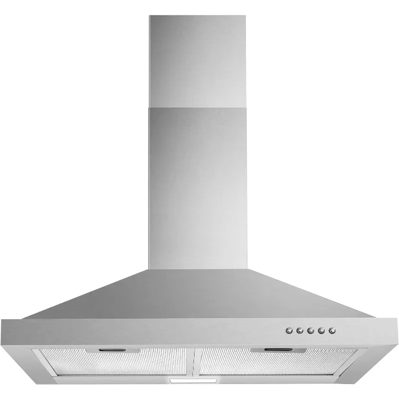 

Wall Mount Range Hood 30 inch with Ducted/Ductless Convertible Duct, Stainless Steel Chimney-Style Over Stove Vent Hood with LED