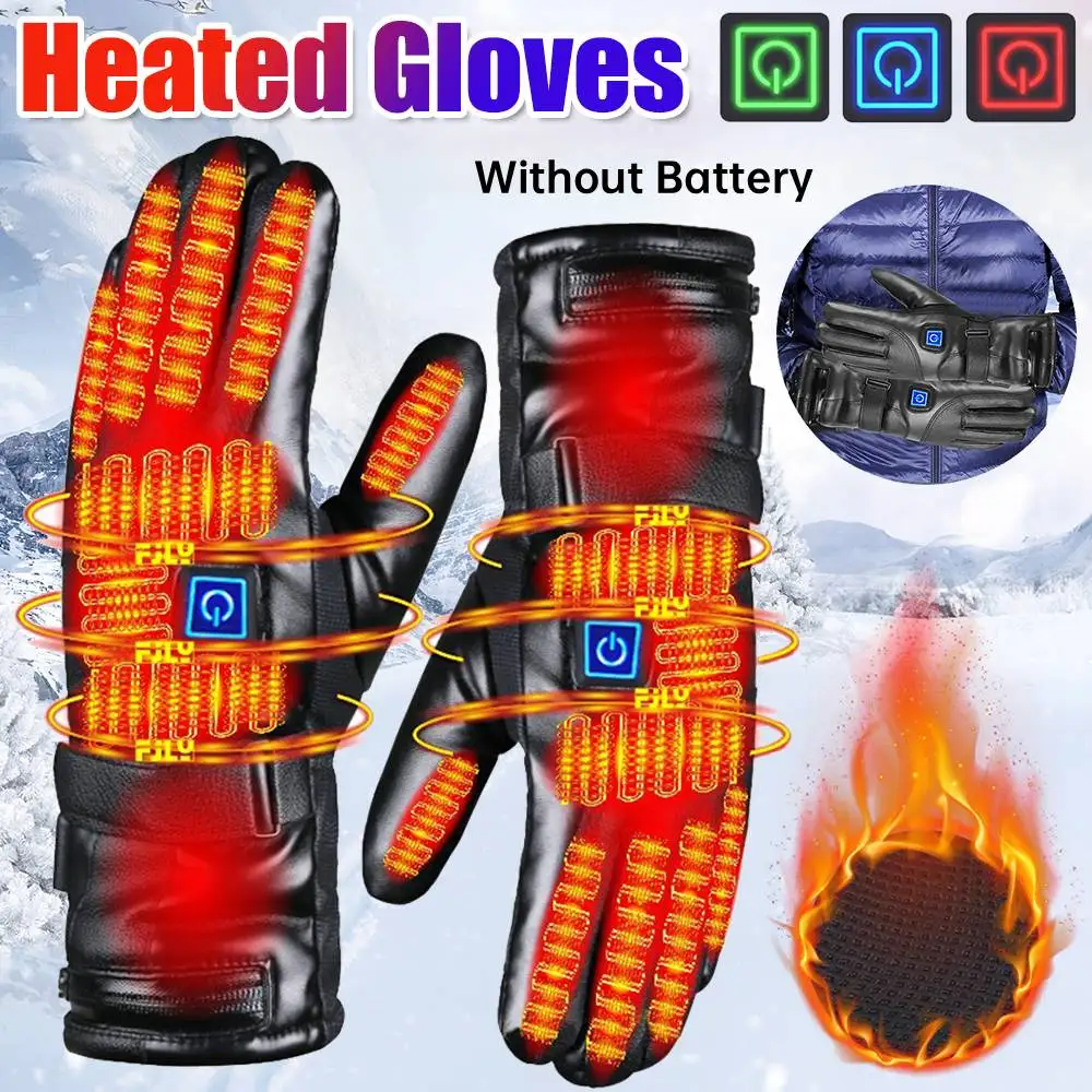 USB Winter Heated Gloves 3 Temperature Levels Heating Gloves Battery Powered Heating Gloves for Outdoor Motorcycle Ski Cycling