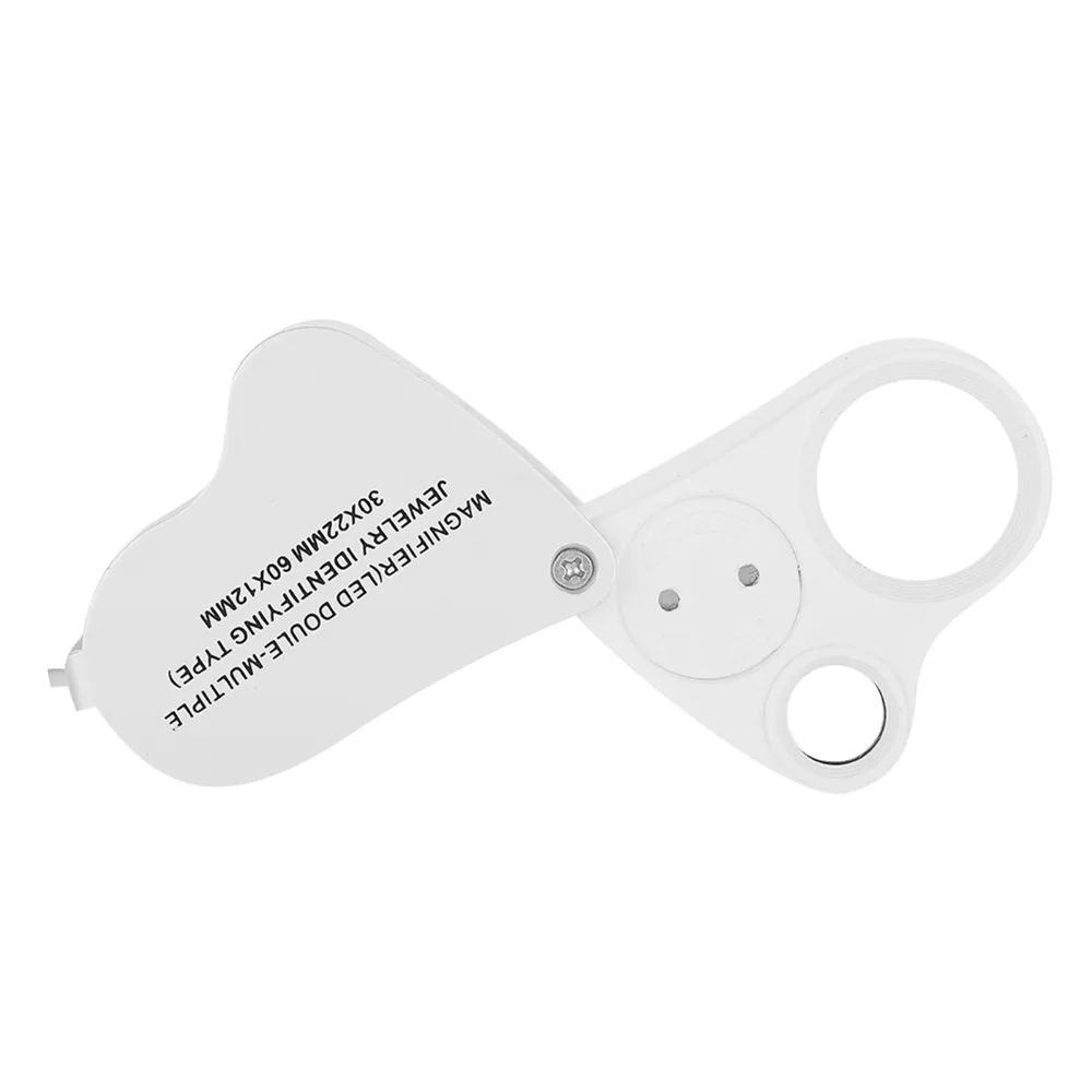

30X/60X Magnification Portable Magnifier Dual Lens LED Illuminated Pocket Magnifier Folding Design Jewelry Magnifier
