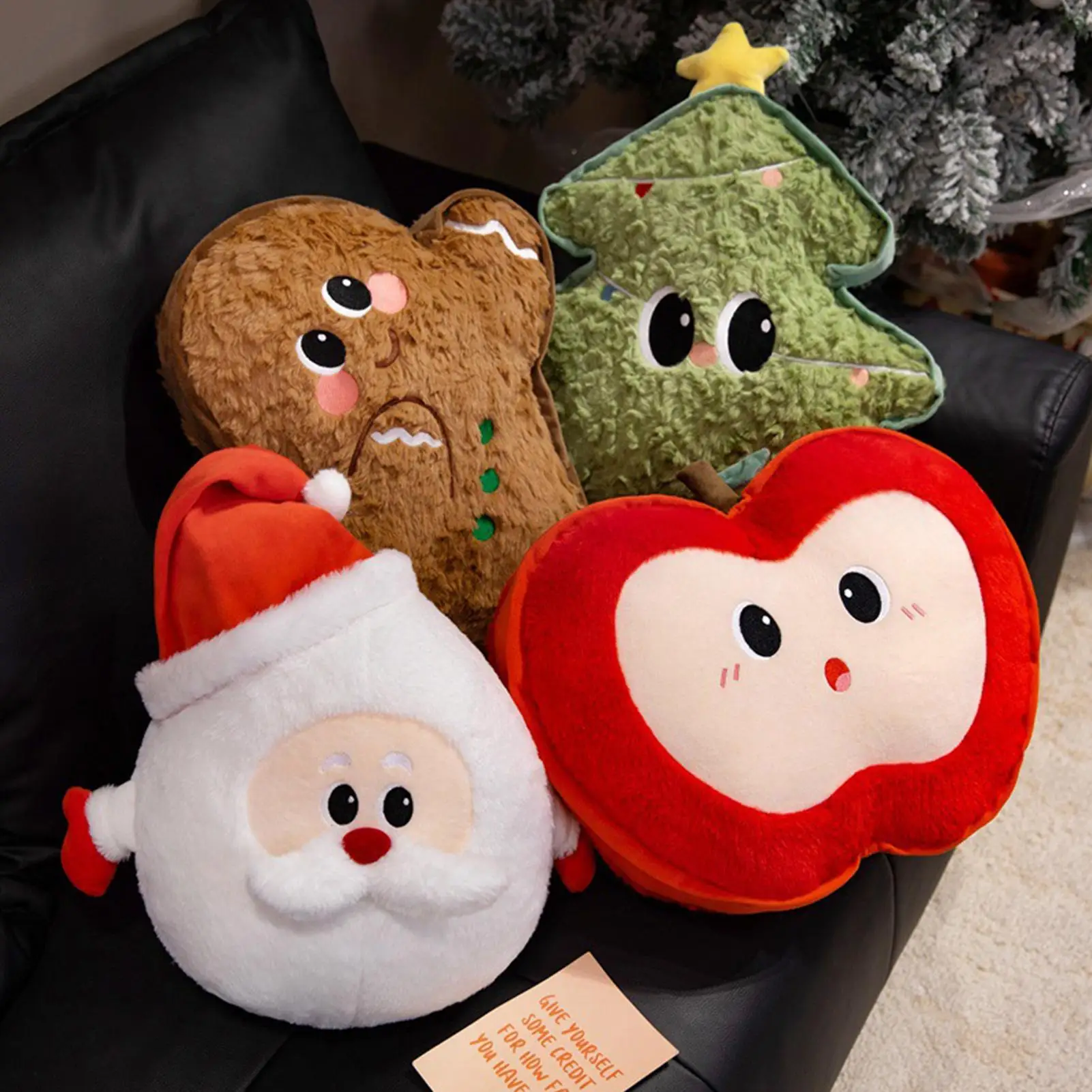Pluszowy piernikowy drzewko choinkowe, uroczy, miękki, dekoracja świąteczna do domu, poduszki świąteczne, lalka na choinkę, poduszka ozdobna, zabawka.