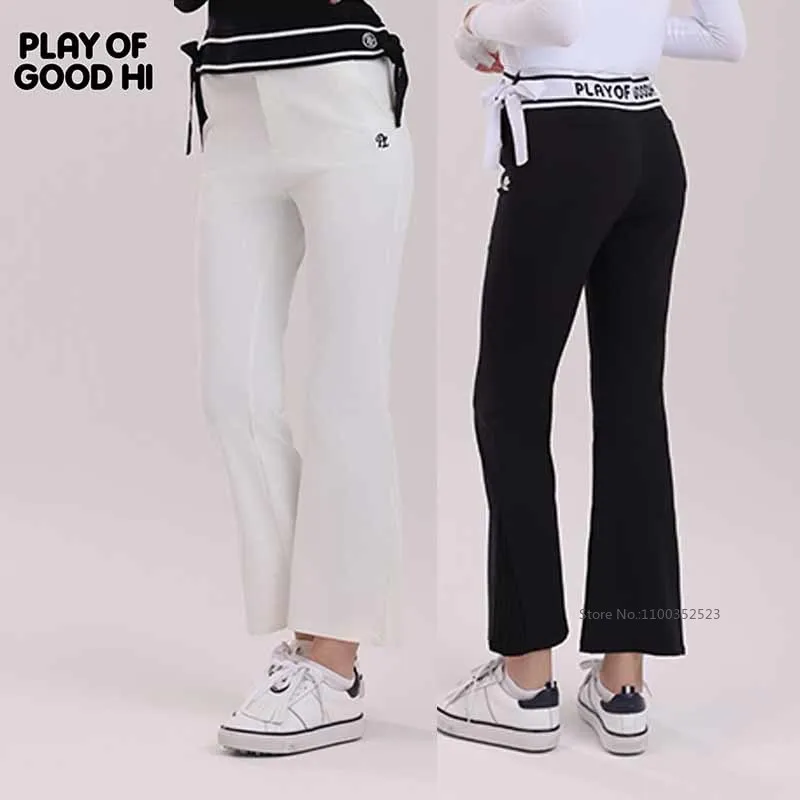 PL New Golf Pants Women Fashion Thin High-waisted Flared Trousers Breathable Elastic Long Pants Quick-dry Sports Sweatpants