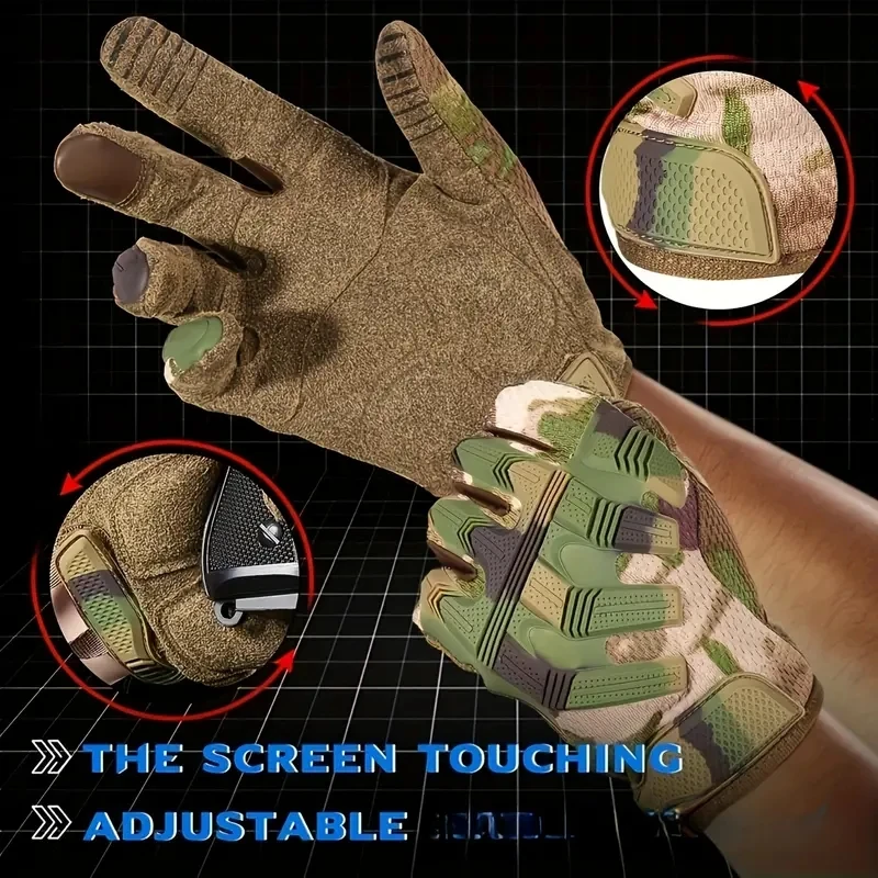 Touch Sceen Taktische Handschuhe männer Paintball Schießen Airsoft Kampf Fahrrad Gummi Schutz Anti-Skid Voll Finger Handschuhe Frauen – Detail 2