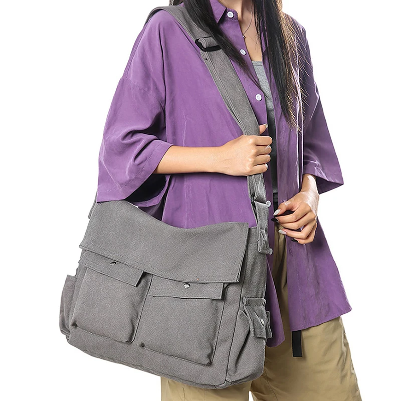 

Canvas Unisex Shoulder Bag Outdoor Commuting Hiking Camping Vintage Tote Bags Retro Portable Female Travel Trip Crossbody Bags