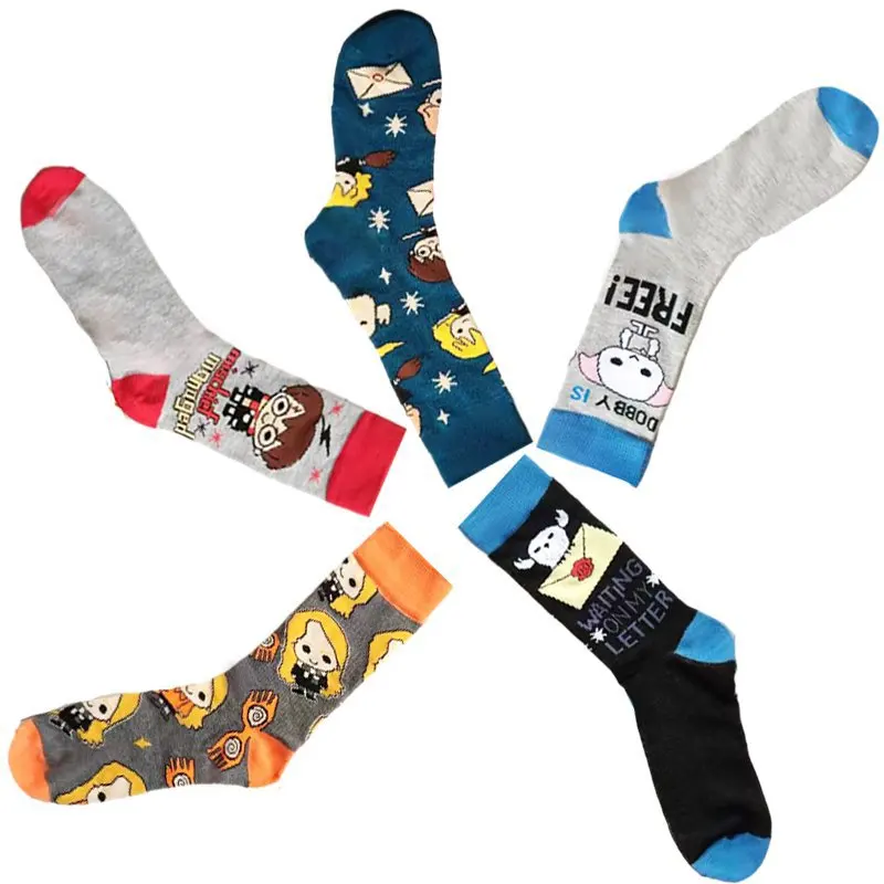 Harri Potter Kids Cotton Socks Cute Kawaii Cartoon Men Women Movie Periphery Hermione Dobby Luna Costume Accessories Gifts