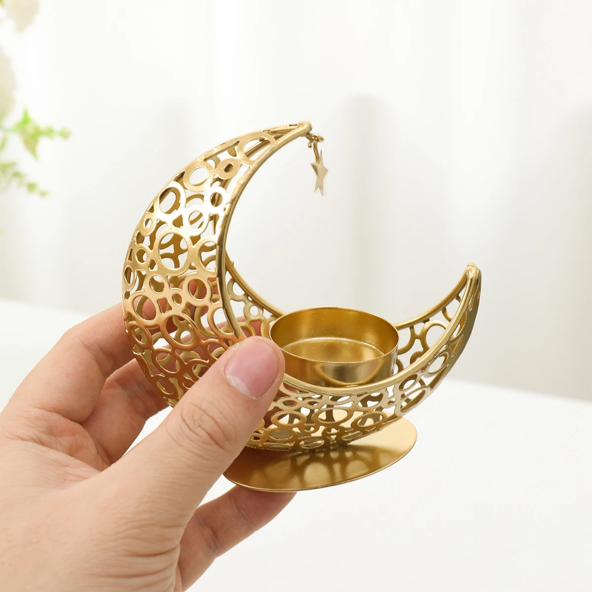 

Ramadan Decoration Moon Candlestick EID Mubarak Decor For Home Candle Hold Ramadan Kareem Islamic Muslim Party Eid Al-Fitr Gifts