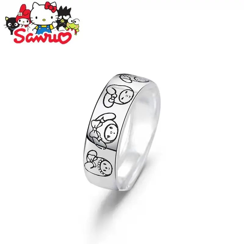 Sanrio Melodie Kuromi Hallo Kitty Cinnamoroll Kirby Paar Ring Nette Muster Anime Protagonist Einstellbare Geschenk für Freundin