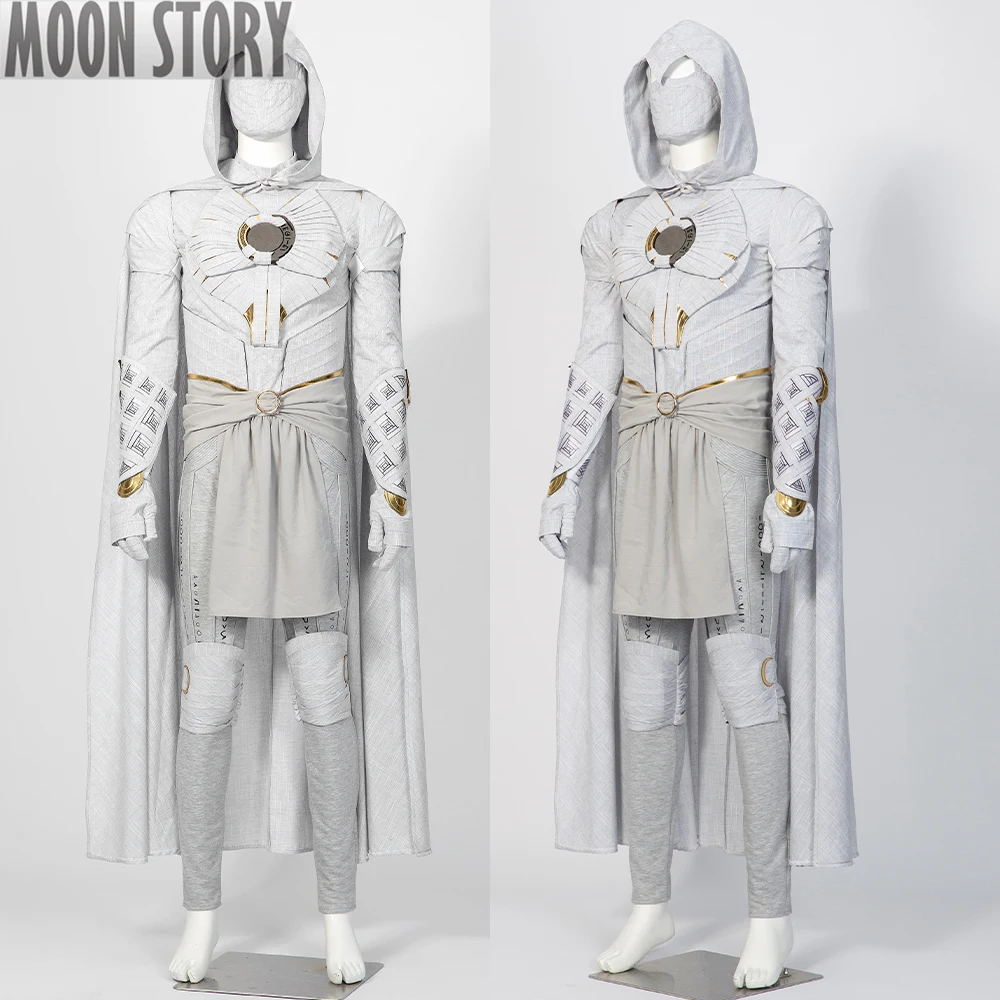 Film volwassen mannen maan 2 superheld ridder Cape volwassen mannen Marc Battle Suits mantel Halloween volledige set schoenen