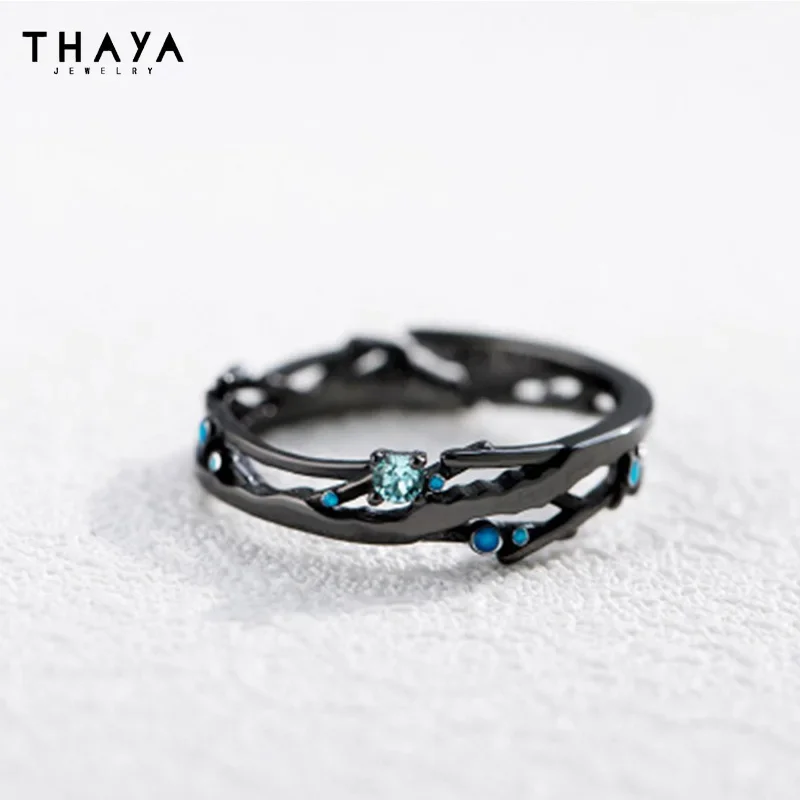 Thaya Real S925 Silver Couple Rings Original Design Vintage Rings For Women Men Resizable Rings Wedding Engagement Fine Jewelry