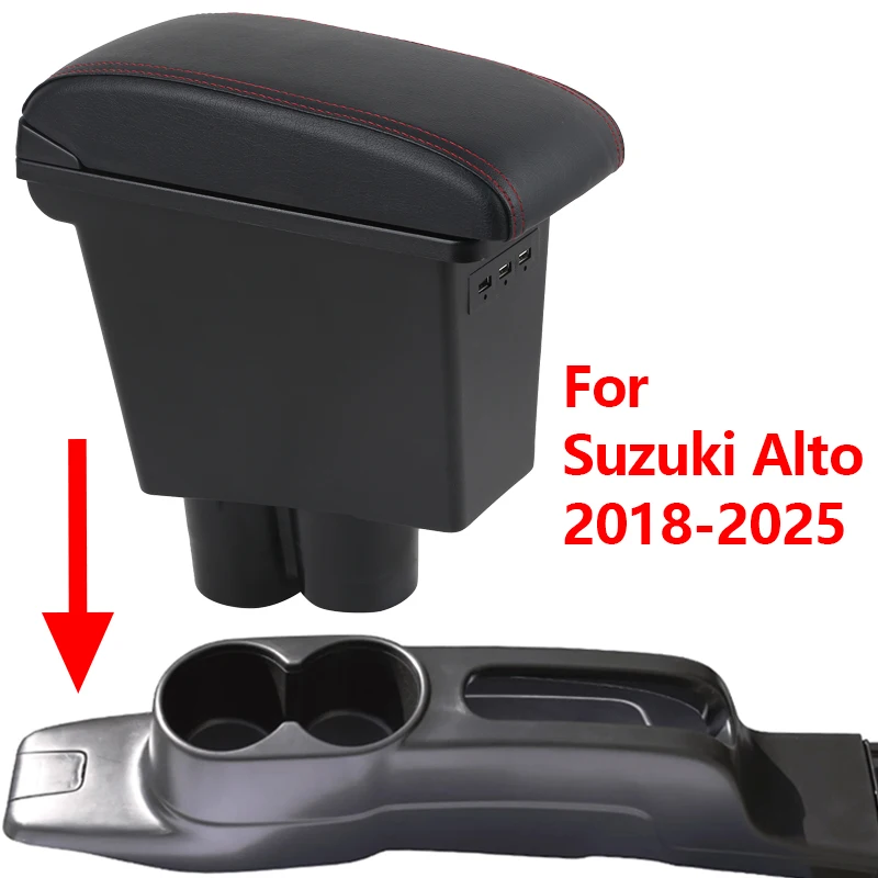 

For Suzuki Alto armrest box interior modification center console storage box with USB 2018-2025 car interior accessories