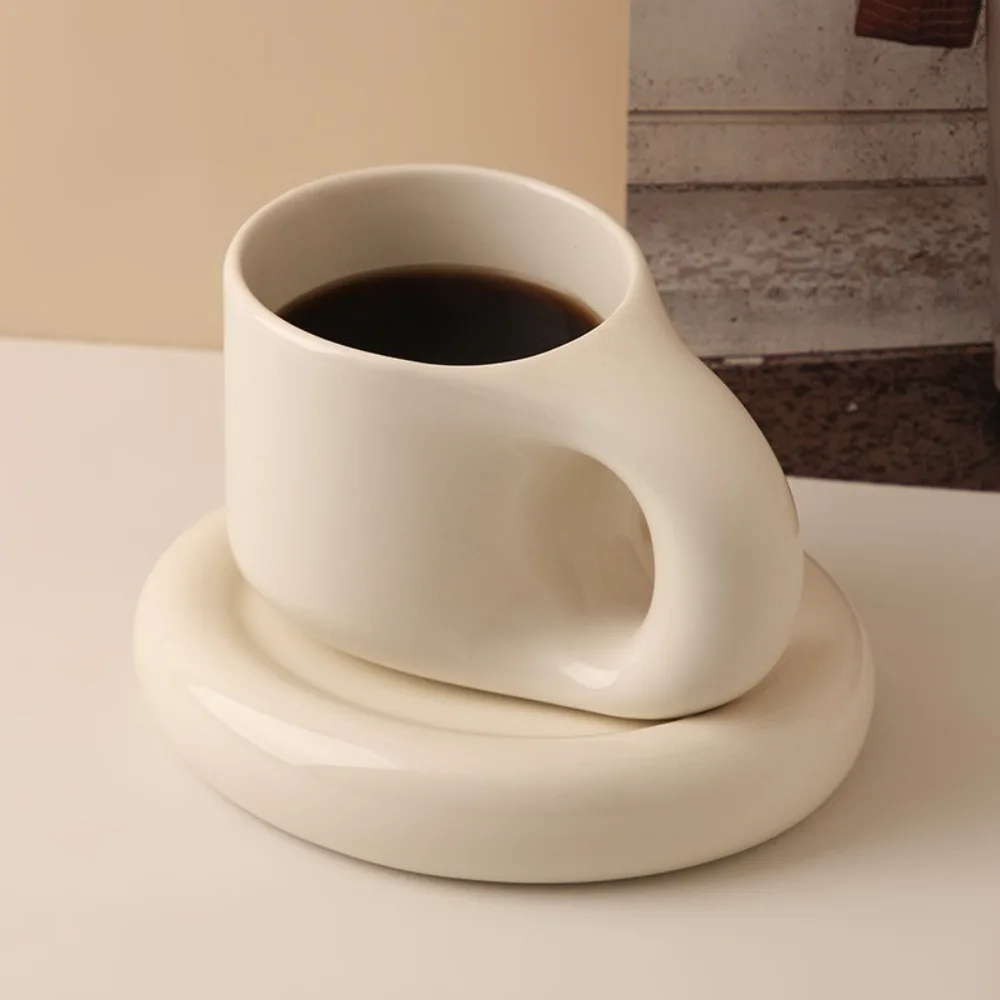 

Chubby Ceramic Mugs Couple Set | Thick-Walled Coffee Cups 14oz | Minimalist Office Gift