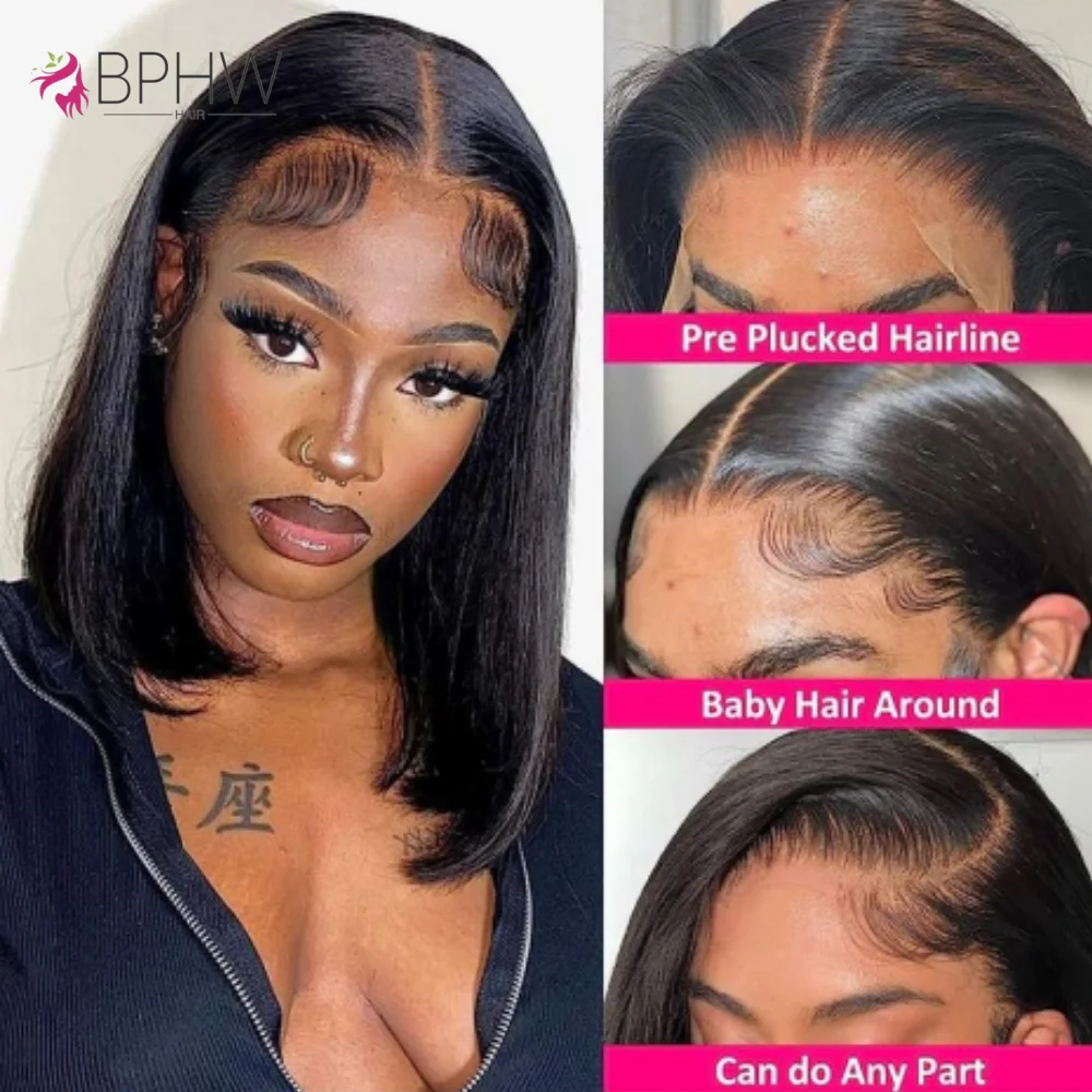 

Straight Bob Human Hair Wigs Super High Density Wig HD Transparent 13x4 Lace Front Wig Brazilian Wigs For Black Women Wigs BPHW