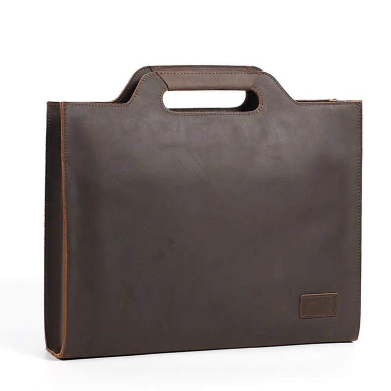 Newsbirds Valigetta nera in pelle spessa per uomo Borsa per documenti da uomo Busienss Borsa formato A4 Valigetta sottile Borsa a tracolla da uomo