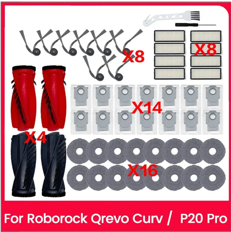

Полный набор для обслуживания ABRE-Complete из 52 предметов для Roborock Qrevo Curv/P20 Pro с щетками, мешками, подушечками и фильтрами