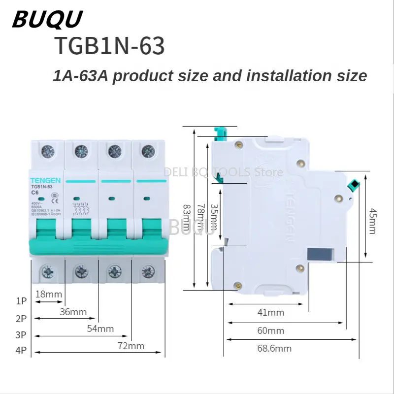 1P 2P 3P 4P DC 220V-380V 10Solar Mini Circuit Breaker MCB Fuse PV System Solar Engery 3/6/10/16/20/25/32/40/50/63/A