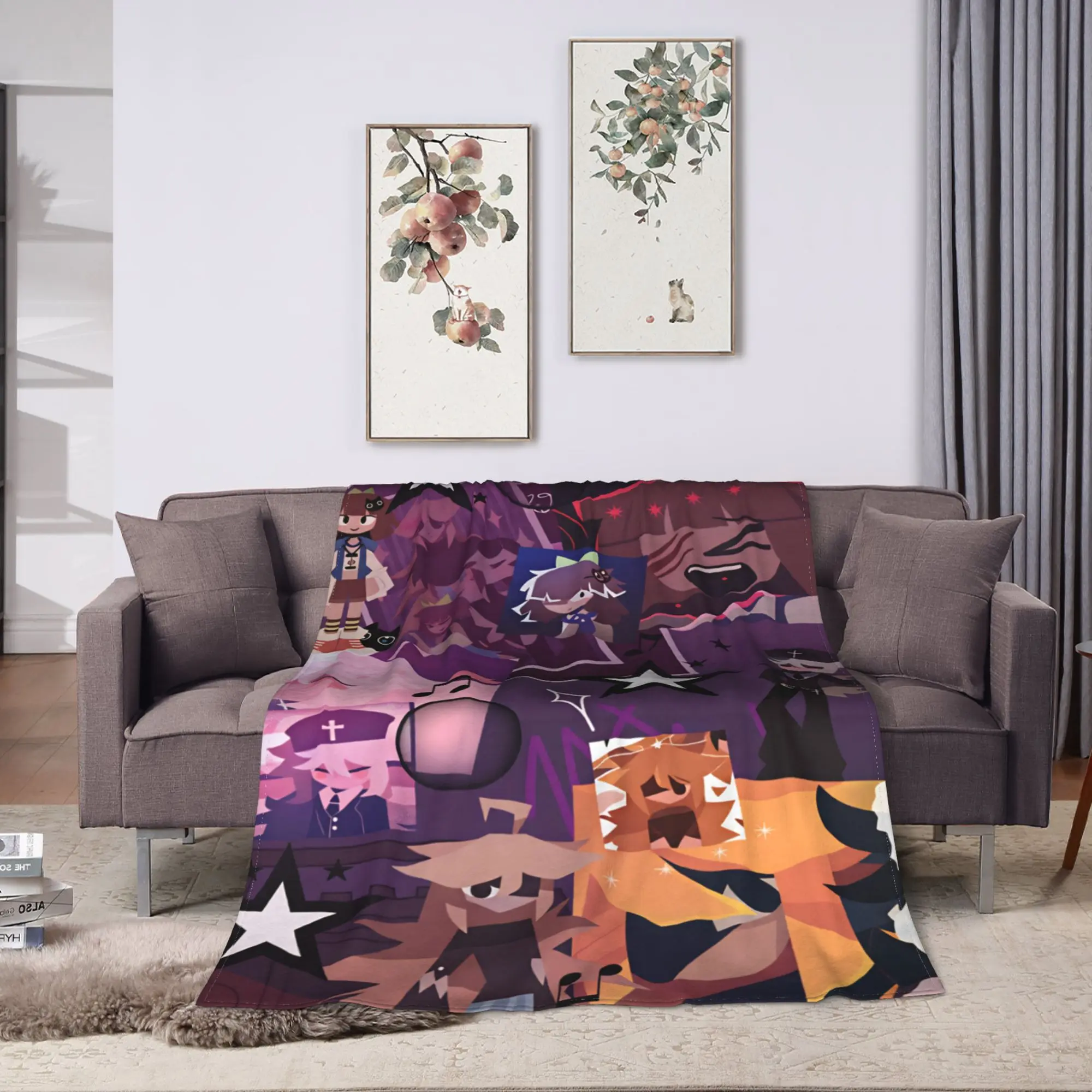 Fundamental Paper Education Anime Flannel Blanket  Warm Soft Throw Blanket for Home Decor Street Trend Bedspread Sofa Bed Cover