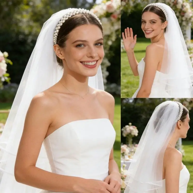 Luxurious Pearls Wedding Headpiece Lightweight Design Seamlessly Blends With Various Gown Styles 