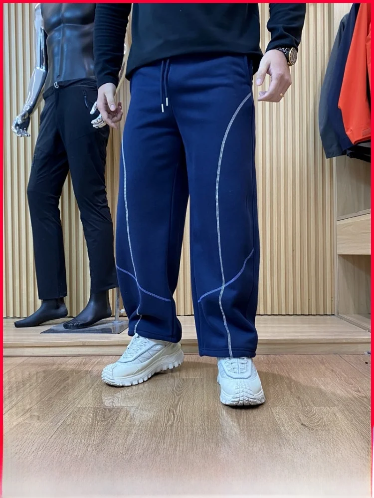 

High Street Spor Sle Fce на подкладке, свободные широкие повседневные брюки для мужчин и женщин, удобные спортивные штаны на осень и зиму