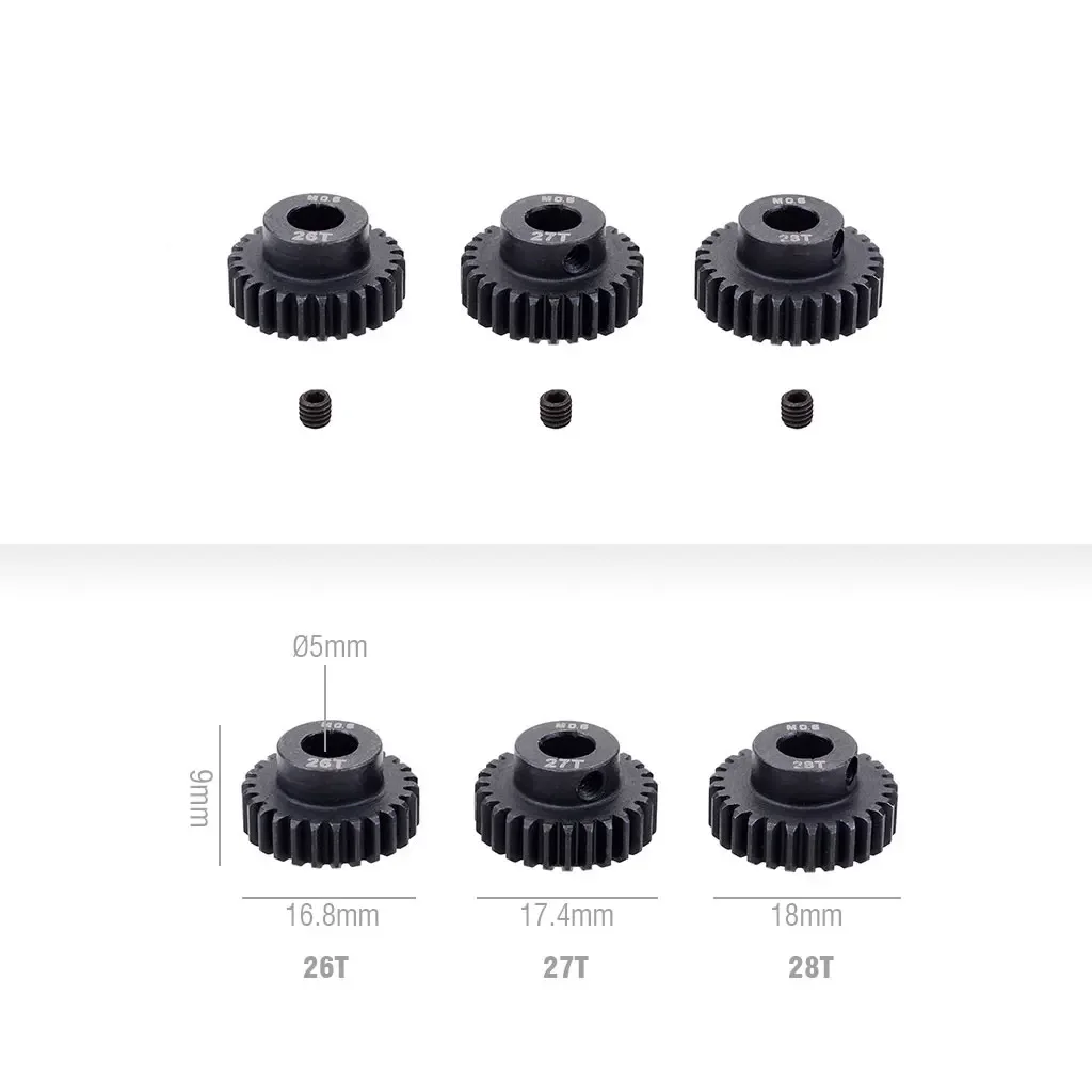 M0.6 17T 18T 19T 20T 21T 22T 23T 24T 25T 26T 27T 28T 5mm SHAFT โลหะ Pinion เหล็กมอเตอร์เกียร์สําหรับ 1/10 RC รถอะไหล่ของเล่น