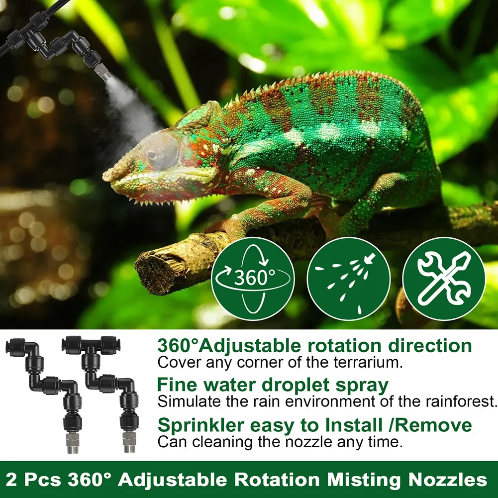 Penyiram Kabut Reptil Otomatis dengan 360 ° Sistem Kit Semprotan Pengontrol Otomatis Nozel yang Dapat Disesuaikan Layar Sentuh untuk Terarium Herps