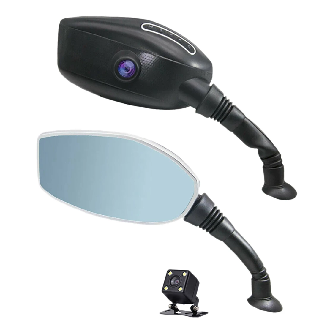 Motorcycle Rearview Mirror Camera, 1080P DVR Dash Cam Dual Lens Digital Video Recorder Waterproof Riding Camera