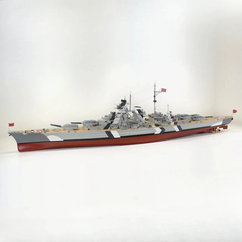 Bismarck-barco de guerra alemán de la Segunda Guerra Mundial, modelo de buque de guerra terminado, juguete de simulación artesanal, modelo de barco de Control remoto, 1/150