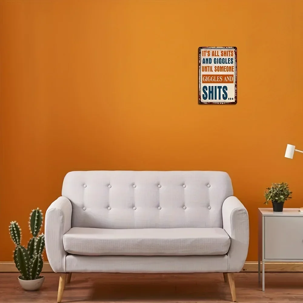 

Rustic Home Decor，Funny Bathroom Signs Giggle Metal Sign Wall Decor For Man Cave Bar Home Kitchen Garage And Men's Bathroom