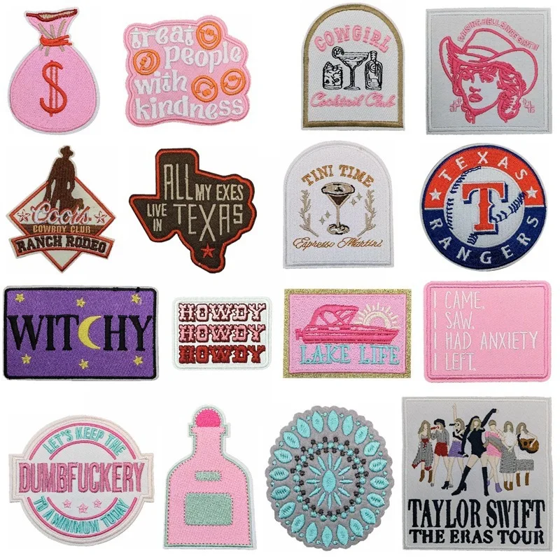 Taylor/Jewelry/Letter Iron-On Embroidery Badge Patches for DIY Hole T-shirt Jeans Backpack Clothing Pants Applique Decor Sticker