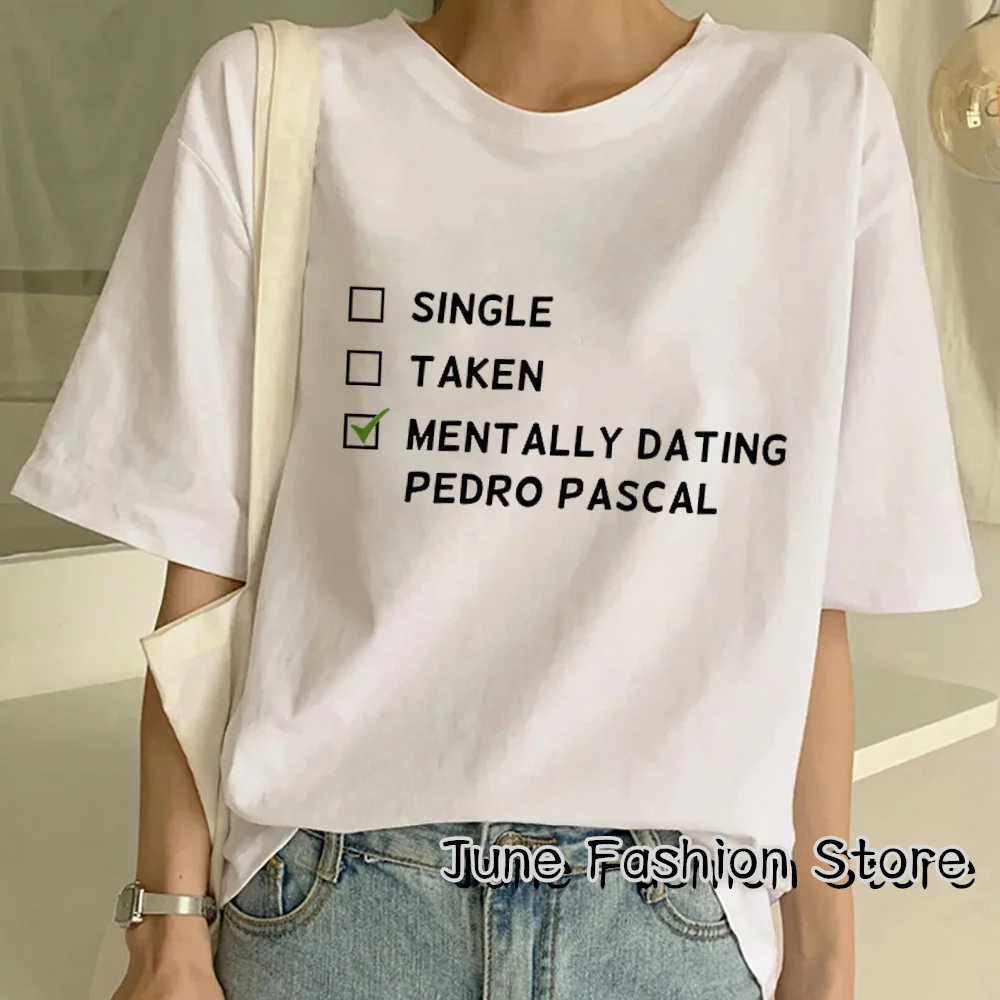 T-shirt in cotone da donna estiva Pedro Pascal Film TV Attori Abbigliamento Moda Lettera Stampa Top Tees Donna Casual Streetwear