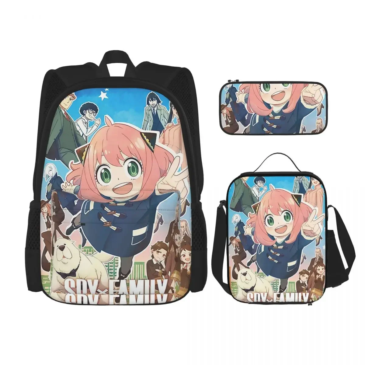 SPY X FAMILY S2 Backpacks Boys Girls Bookbag Students School Bags Cartoon Kids Rucksack Lunch Bag Pen Bag Three-Piece Set