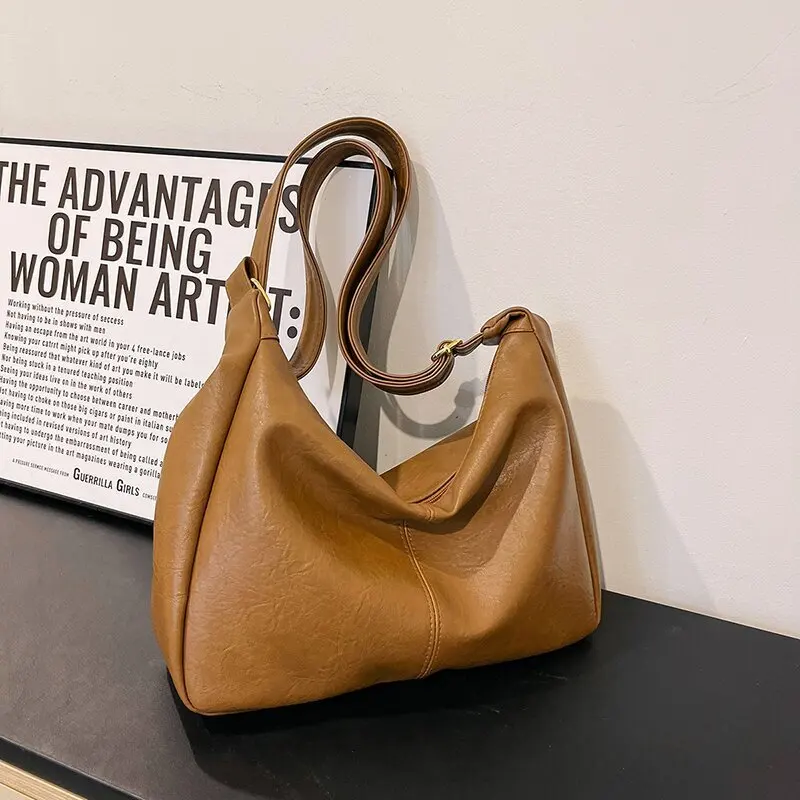 

Fashion PU Soft Leather Tote Women Vegan Leather Lightweight Large Capacity Big Shoulder Casual Style Commuting Hot Selling