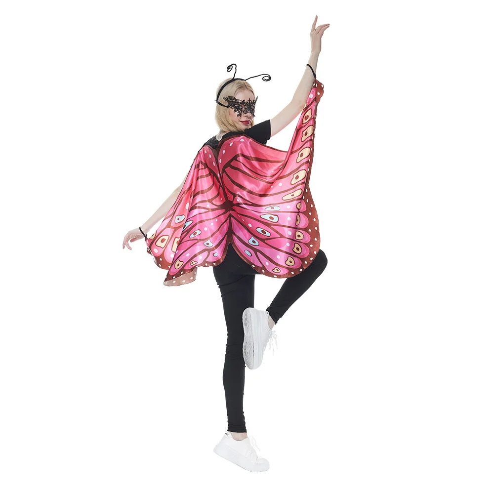 Halloween Butterfly Cape Cosplay Costume Animal Shawl Pink Red Cosplay Outfit Dress Activities Suit for Men Women Dance