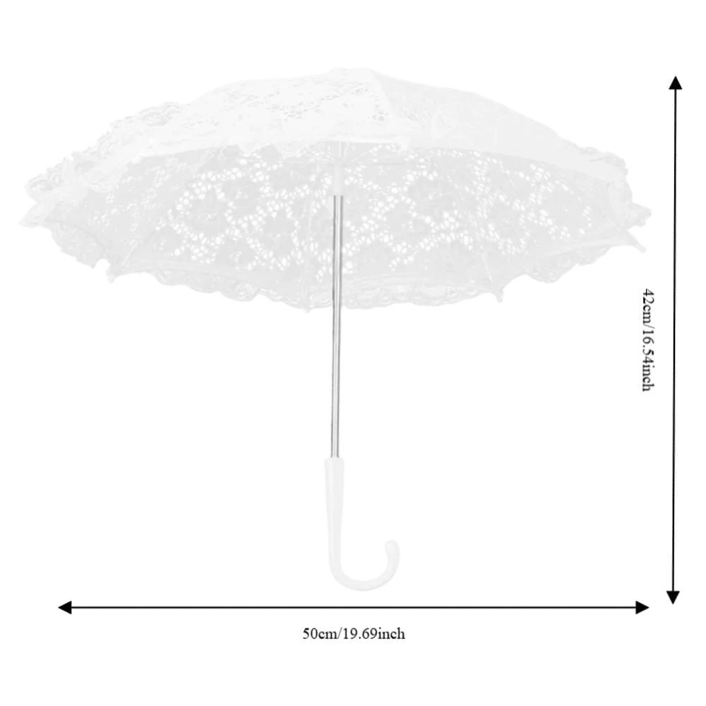 Craft White Umbrella Floral Lace Vintage Parasol Embroidery Umbrella Vintage Bridal Umbrella Wedding view 6