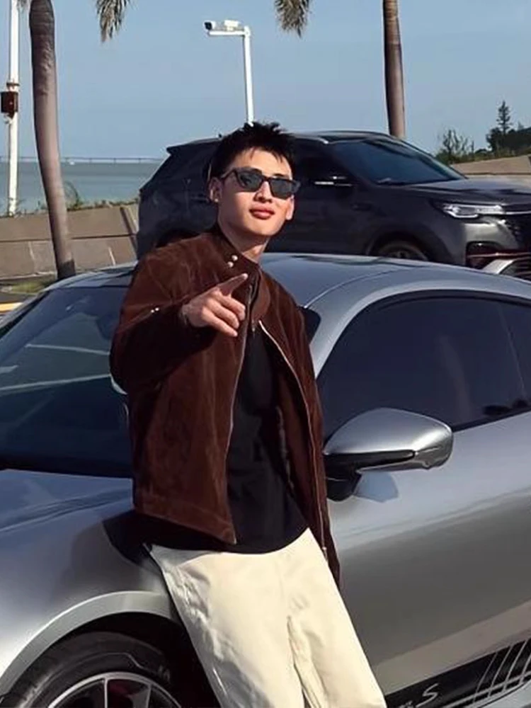 

American Retro Brown Workwear ort Jaet Men's Trendy Brand Cleanfit Haome Baseball Coat oulder-Length Outerwear