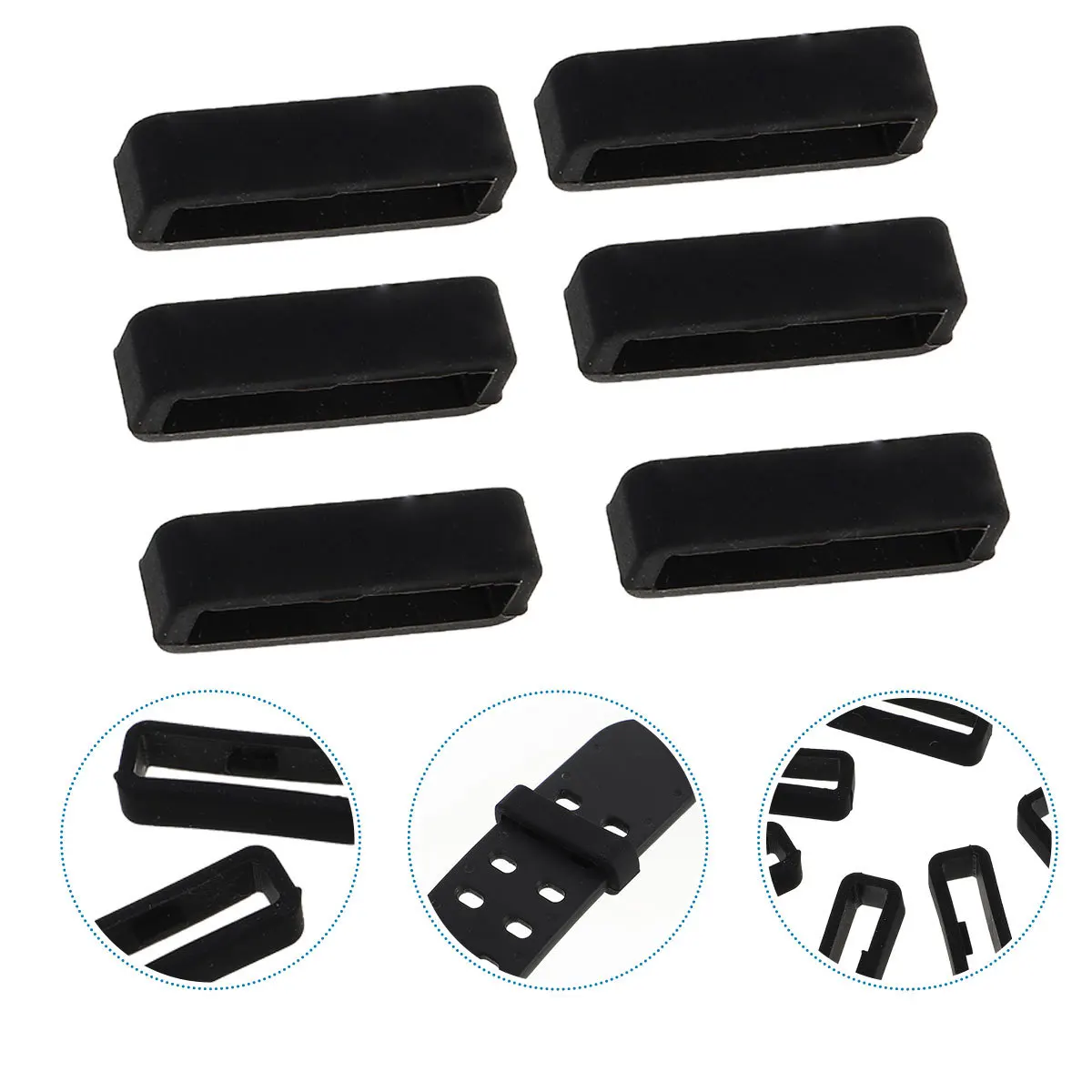

6Pcs Keeper Loop for Watches Keeps Device Safe Constraining Extra Length Easy to Use Watch Strap Loop Fastener Rings