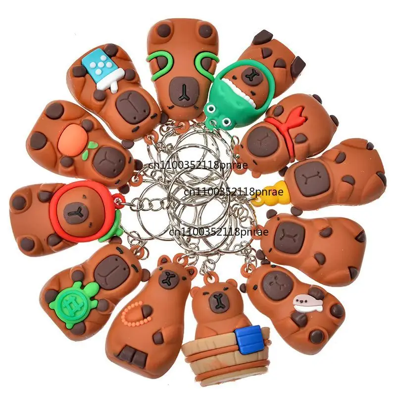 Leuke 24 stks/set Capybara Figuur Blind Box Anime Capibara Figuren Pop Sleutelhanger Hanger Decoratie Speelgoed Voor Kinderen Kerstcadeau