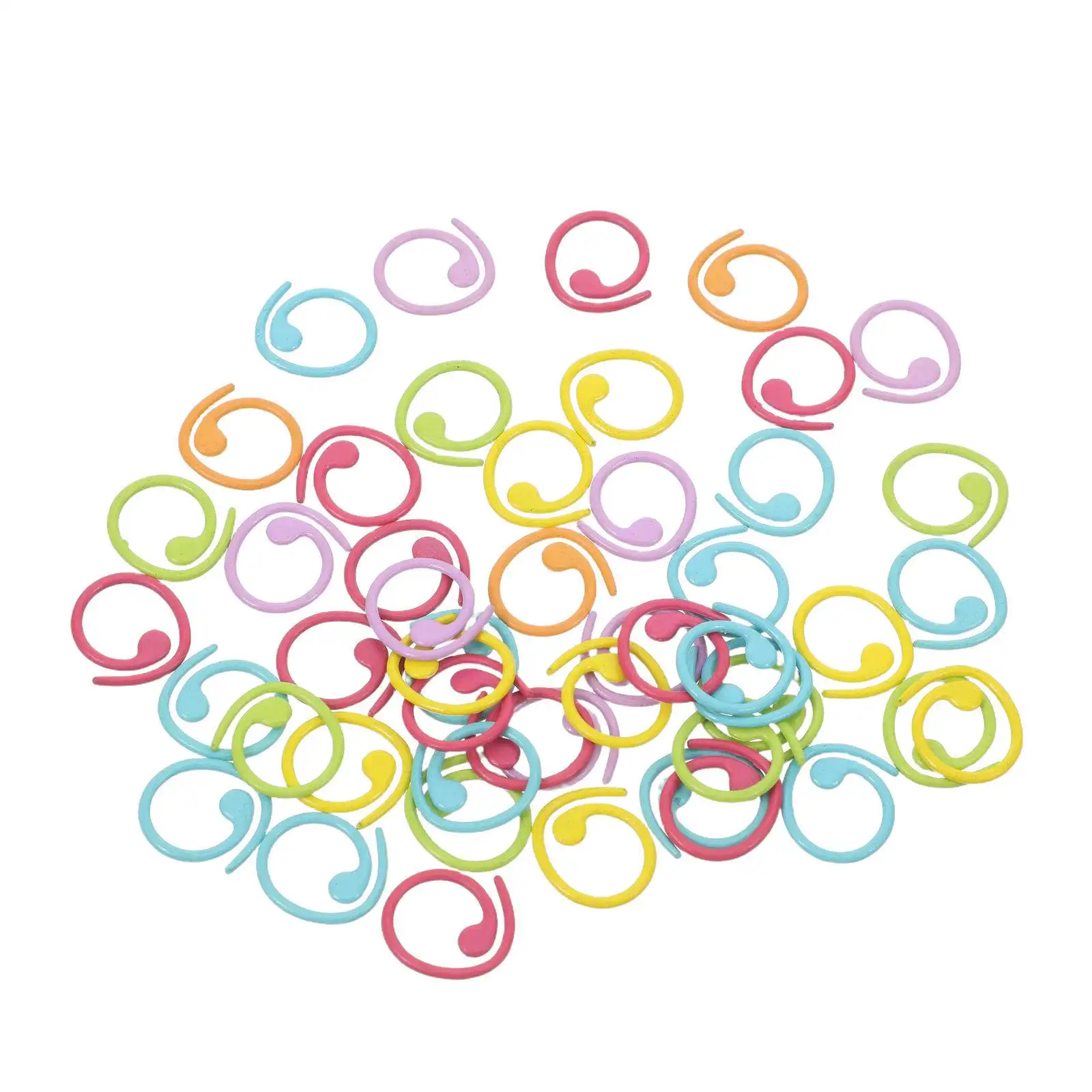 

50Pcs Colorful Stitch Markers Metal Spiral Lightweight Removable Crochet Marker Rings for Knitted Circular Needlework Craft